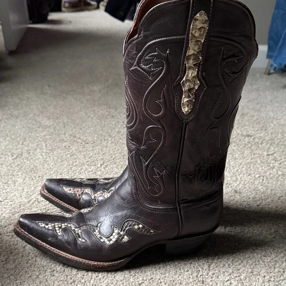 Black Jack Brown Western Cowboy Boots with Embellishments - Picture 2 of 4